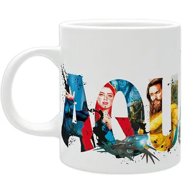 Produktbild von DC Comics Aquaman Logo Keramik Tasse, weiß, 320 ml Fassungsvermögen, ca. 9,5 x 8 cm