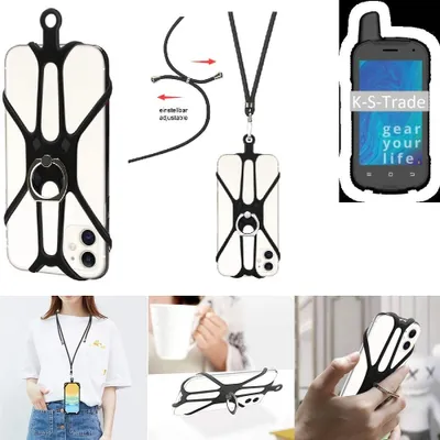 Produktbild von K-S-Trade 3in1 Handykette Handyband Handykordel Halsband Smartphone-Ring Handy-Ring kompatibel mit Ruggear RG720 Fingerhalterung Handyring