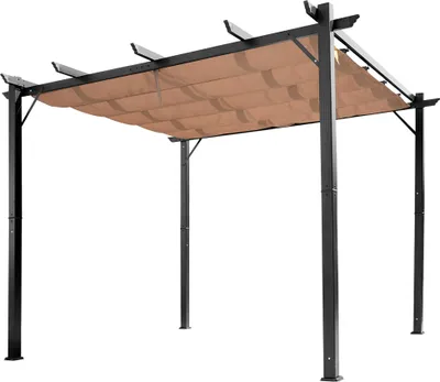 Produktbild von Outsunny pergola altana z regulowanym dachem z tkaniny 3 x 4 m zadaszenie patio aluminiowy baldachim przeciwsłoneczny patio ogród szary+brązowy