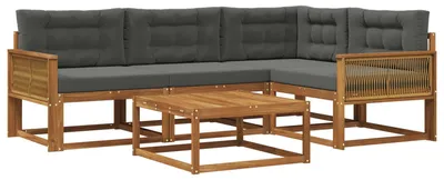 Produktbild von vidaXL Outdoor-Sofagarnitur mit Kissen 5 pcs Natur und Anthrazit