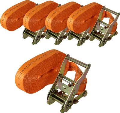 Produktbild von 5x Profi Ratschen Spanngurt Spanngurte Zurrgurt 1-tlg 6m 2t 2to 2000kg ORANGE