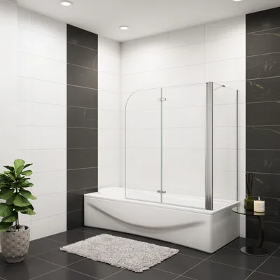Produktbild von AICA 120cmx140cm Badewannenaufsatz 6mm NANO ESG-glas mit 70cm Seitenwand 2-teilig Faltwand Badewannenfaltwand Duschabtrennung Duschwand