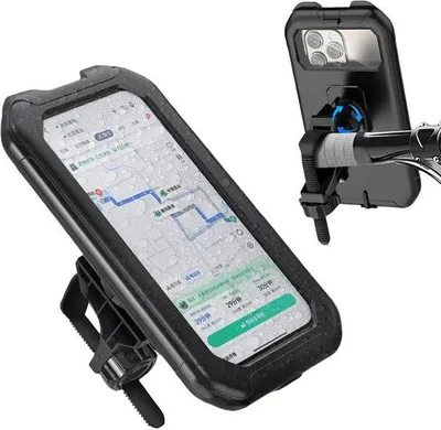 Produktbild von Wasserdichte Halterung für Handys am Motorrad, universelle 360° drehbare Fahrrad-Telefonhalterung, kompatibel mit Touchscreen-Funktionen