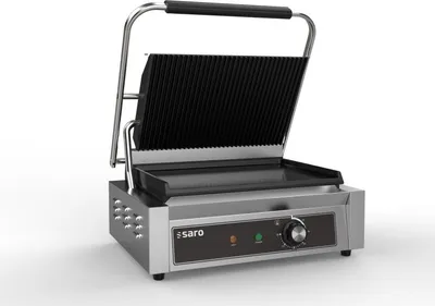 Produktbild von Saro Kontaktgrill PG 1 BGG – Edelstahl, Gusseisenplatten (oben gerillt, unten glatt), 230V,