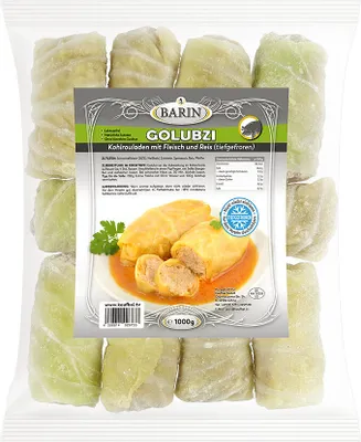 Produktbild von BARIN GOLUBZI Kohlrouladen mit Fleisch und Reis 1000g Tiefgefroren Saftiges Schweinefleisch mit Reis in Kohlblättern Ohne Geschmacksverstärker