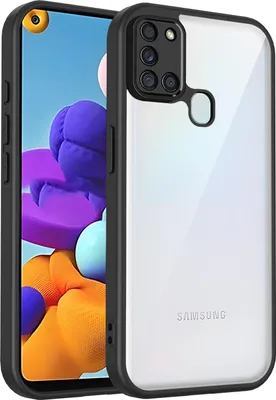 Produktbild von Hülle für Samsung Galaxy A21s Transparente Rückseite TPU Bumper Stoßfest Handyhülle Schwarz