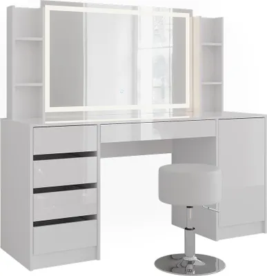 Produktbild von Schminktisch Vicco Sherry Weiß/Weiß Hochglanz 158.2 cm 5 Teile, Model 57667