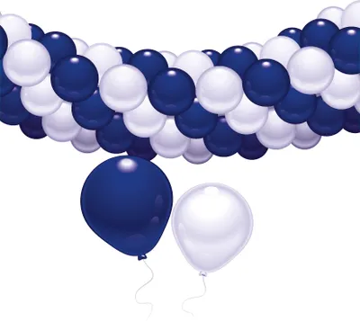 Produktbild von Amscan Ballon-Deko-Set, blau/weiß, mit 60 Ballons und 15 Ballonhaltern
