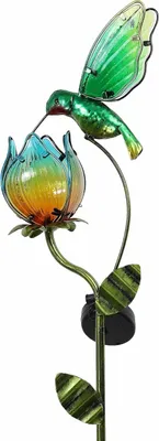 Solar-Gartenleuchte mit Kolibri, 105 cm, Metall/Glas, wasserdicht