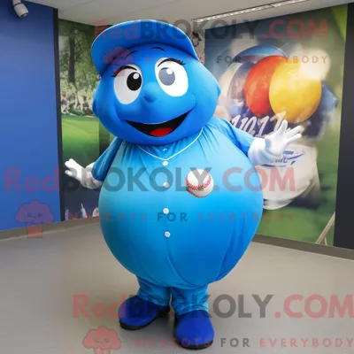 Produktbild von Blaues REDBROKOLY Baseballball-Maskottchenkostüm mit Maxikleid und Mütze