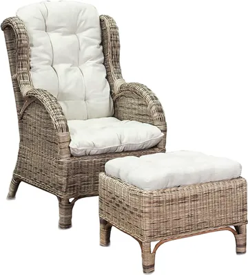 Produktbild von Rattan Relaxsessel mit Fußhocker inklusive Sitzpolster