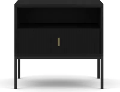 Produktbild von Nachttisch: eine Schublade, ein Regal, schwarze Farbe, schwarze Beine