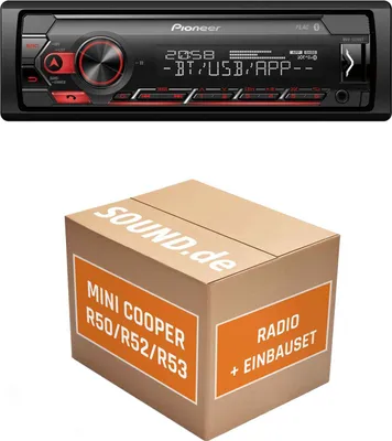 Produktbild von Autoradio Einbaupaket Pioneer MVH-S320BT passend für Mini Cooper R50/R52/R53 + Lenkradsteuerung | Bluetooth USB