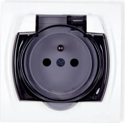 Productafbeelding van Wandcontactdoos, enkel, wit, met aarding, inbouw, met deksel, 1 stuk.