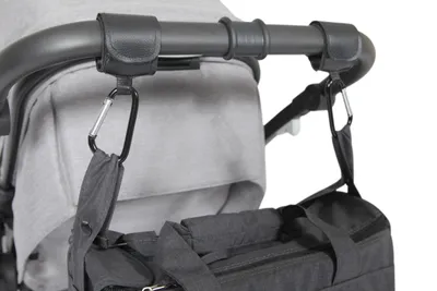 Produktbild von Kinderwagen Karabinerhaken mit Klettverschluss, 2 kg Belastbarkeit, 2 Stück