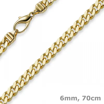 Produktbild von 6mm Panzerkette Kette Collier aus 585 Gold Gelbgold Goldkette 70cm Herren