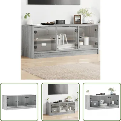 Immagine prodotto di The Living Store Mobile TV con ante in vetro Grigio Sonoma 102x37x42 cm