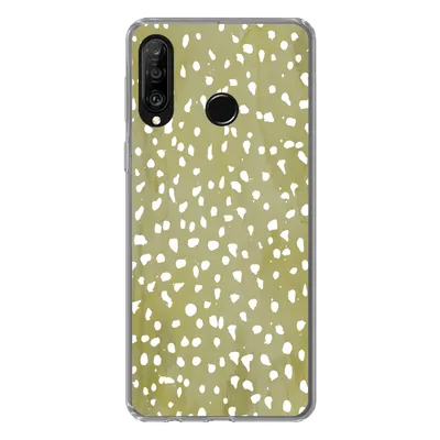 Produktbild von MuchoWow® Handyhülle Schutzhülle Hülle für Huawei P30 Lite Polka dots - Weiß - Grün Silikon Softcase Handy Hülle - Handyhülle