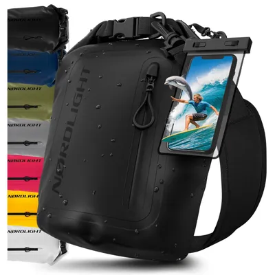 Produktbild von Trockensack Packsack Wasserdichte Tasche - Schwarz - 5 Liter - IPX8 - Für Wassersport und Strand