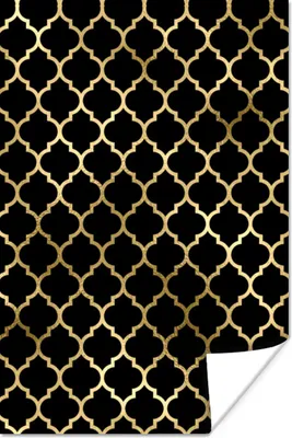 Produktbild von MuchoWow® Poster Muster - Gold - Schwarz 40x60 cm - Plakate für die Wand - Poster Babyzimmer