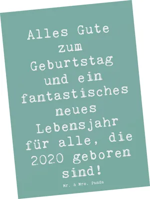Produktbild von Mr. & Mrs. Panda Ansichtskarte Spruch 2020 Geburtstag Glückwünsche - Meeresbrise - Geschenk, Ansichtskarten, neues Lebensjahr, Happy Birthday, Zuneigung, Postkarte, Alter