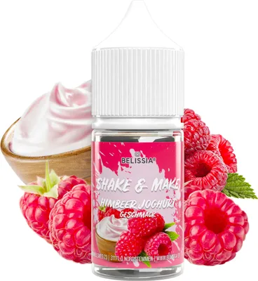 Produktbild von Belissia Shake and Make Himbeer-Joghurt Refill - 30 ml hochdosiertes Lebensmittelaroma - zum Nachfüllen - Für Backen, Speisen, Getränke, Shakes uvm