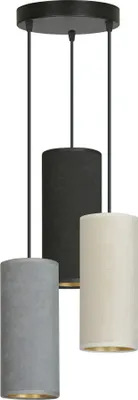 Immagine prodotto di Lampadario BENTE nero-multicolore 3xE27x15W in tessuto, dimensioni: 100x35x35 cm, IP20, Emibig