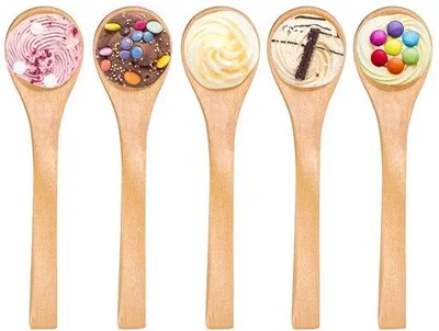 Produktbild von Mini Holz Löffel 30er Set, Dessertlöffel, Eis Löffel, Teelöffel, Holz für kleine Jampotten und Gewürze