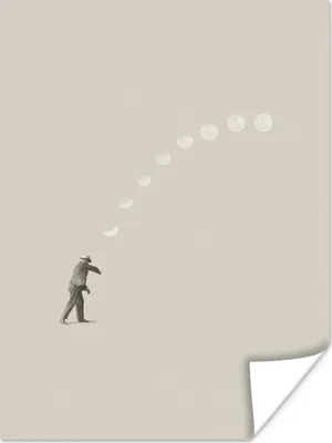 Produktbild von MuchoWow® Poster Jahrgang - Mond - Mensch 60x80 cm - Schlafzimmer Dekoration