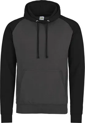 Produktbild von Just Hoods JH009 | Herren Baseball Hoodie /  (WRAP)-e Produktion - Farbe: Charcoal (Heather)/Jet Black - Größe: XL