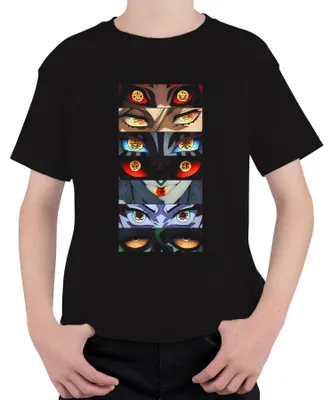Zdjęcie produktu dla Koszulka dla dzieci z motywem anime i mangi „Oczy demona”, prezent dla otaku, na Halloween, straszna, uni , czarna, rozmiar 128