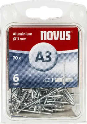 Produktbild von Novus 045-0028, Blindniete, Aluminium, Aluminium, Kappenkopf, 6 mm, 3,5 mm