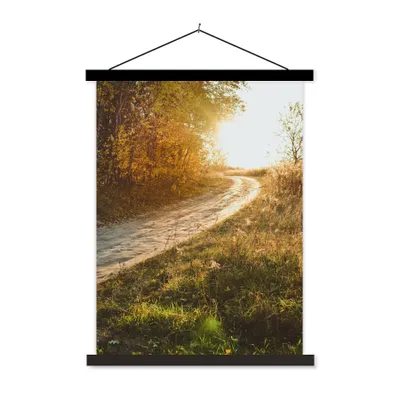 Produktbild von MuchoWow® Textilposter Weg - Natur - Baum 60x80 cm mit schwarzem Rahmen - Plakathalter