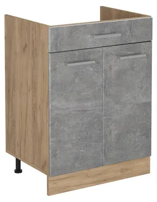 Produktbild von Küchenunterschrank Vicco R-Line Beton/Goldkraft Eiche 60 cm mit Schublade ohne Arbeitsplatte, Model 61197
