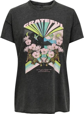 Produktbild von ONLY Bedrucktes T-Shirt Kurzarm Printed Rundhals Top mit Schrift ONLLUCY Größe: S