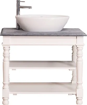 Produktbild von Casa Padrino Landhausstil Waschtisch Weiß / Grau 90 x 54 x H. 74 cm - Badezimmermöbel im Landhausstil
