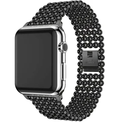 Produktbild von Strap-it Apple Watch Stahlperlenarmband (Schwarz)