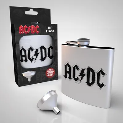 Obrázok produktu pre GB eye hip flask "Kovová hip flask s logom AC/DC a lievikom - 200 ml"