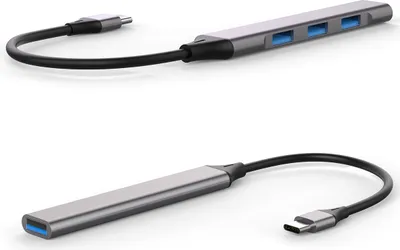 Obrázok produktu pre 4smarts 456908, USB 3.2 Gen 1 (3.1 Gen 1) Type-C, USB 2.0, USB 3.2 Gen 1 (3.1 Gen 1) Type-A, 5000 Mbit/s, Šedá, Hliník, Okrúhly kábel