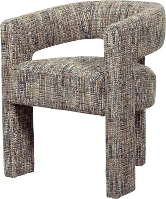 Productafbeelding van FURNLUX Eetkamerstoel Leith, bruin, blauw en beige, 62 cm / Hoofdkleur: Beige / Afmetingen: 62 x 75 x 58 cm