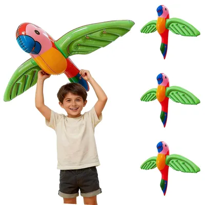 Obrázok produktu pre Nafukovací papagáj - 4 kusy - dekorácia do bazéna - doplnok pre pirátsku tému - tropická dekorácia vtákov - 58 x 75 cm - dekorácia na párty