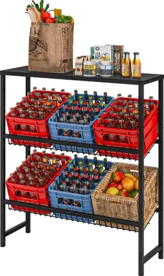 Produktbild von Lagerregal, höhenverstellbar, stabiles Metall, platzsparendes Design, 210 kg belastbar, Schwarz