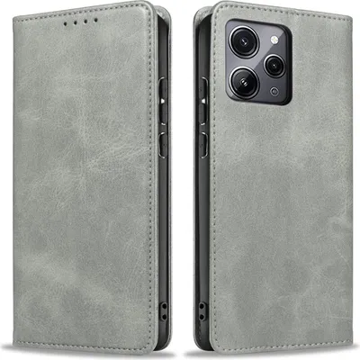 Produktbild von Handyhülle für Xiaomi Redmi 12 Kunstleder Flip Cover Hülle Handytasche Case Kartenfach Farbe: Grau
