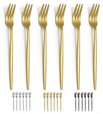 Kuchengabeln aus Edelstahl, 6er Set, 16,5 cm, gold, spülmaschinengeeignet