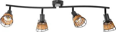 Produktbild von Nino Leuchten Spot 4-flg. ESRA Schwarz, Draht-Rattan Schirme, 81340408