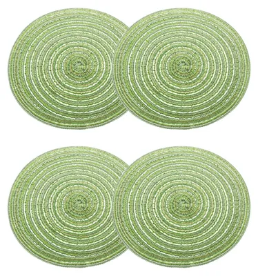 Runde Platzsets, 4 Stück, geflochten, 18 cm, grün