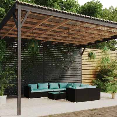 Produktbild von vidaXL 9-tlg. Garten-Lounge-Set mit Kissen Poly Rattan Schwarz