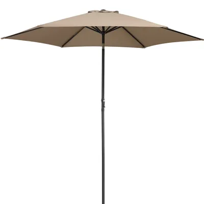 Produktbild von KINGSLEEVE® Sonnenschirm 300 cm UV Schutz 80+ Abdeckung Kurbel Knickbar Alu Rund Balkon Terrasse Garten Balkonschirm Kurbelschirm Marktschirm Taupe