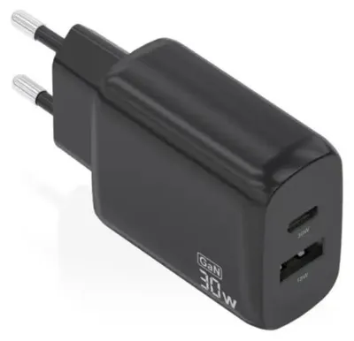 Imagen del producto de Aisens Cargador GaN 30W USB-C PD3.0 QC4.0 USB-A