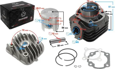 Immagine prodotto di Moretti Cilindro e testata per scooter 2T 70cc 1PE40QMB sw.10mm